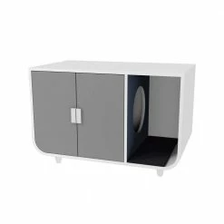 Dyad Wooden Cat Litter Box Large in Alpine White by Staart