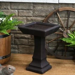 Simply Square Modern Reinforced Concrete Bird Bath 23 in. H by Sunnydaze Decor -Cheap Bird & Wildlife Supplies Store sunnydaze decor bird bath fountains fwd 457 31 1000