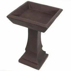 Simply Square Modern Reinforced Concrete Bird Bath 23 in. H by Sunnydaze Decor