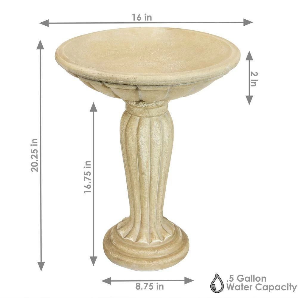 Grecian Garden Reinforced Concrete Bird Bath 16 in. by Sunnydaze Decor 3 Grecian Garden Reinforced Concrete Bird Bath 16 in. by Sunnydaze Decor - Image 3
