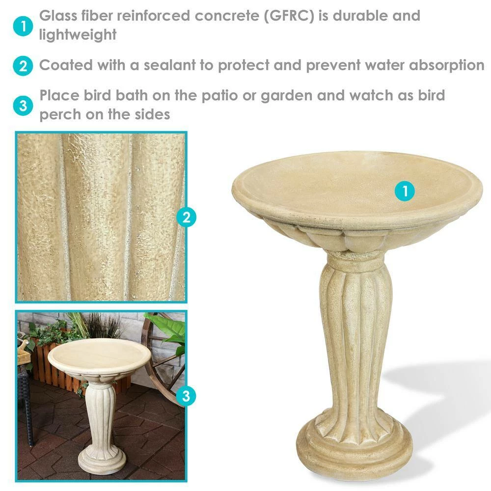 Grecian Garden Reinforced Concrete Bird Bath 16 in. by Sunnydaze Decor 7 Grecian Garden Reinforced Concrete Bird Bath 16 in. by Sunnydaze Decor - Image 7