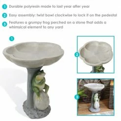 Polyresin Brooding Frog on Stone Outdoor Garden Bird Bath by Sunnydaze Decor 20 Polyresin Brooding Frog on Stone Outdoor Garden Bird Bath by Sunnydaze Decor -Cheap Bird & Wildlife Supplies Store sunnydaze decor bird bath fountains wnc 796 76 1000