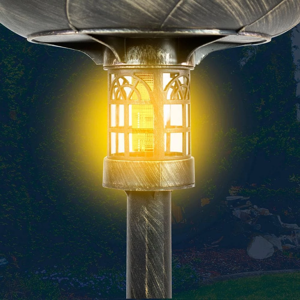 Beacon Point Solar Lighted Bird Bath in Brushed Bronze by SunRay 2 Beacon Point Solar Lighted Bird Bath in Brushed Bronze by SunRay - Image 2