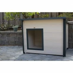 ECOFLEX Lodge Style Dog House - Jumbo by New Age Pet -Cheap Bird & Wildlife Supplies Store tan new age pet dog houses ecoh203jmb 44 1000