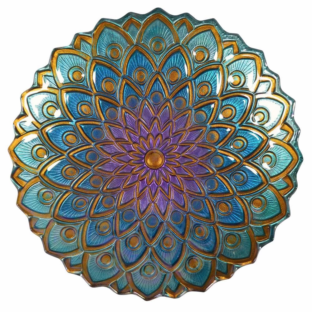 18 in. Glass Outdoor Fusion Mosaic Flower Birdbath with Stand by Teamson Home 2 18 in. Glass Outdoor Fusion Mosaic Flower Birdbath with Stand by Teamson Home - Image 2