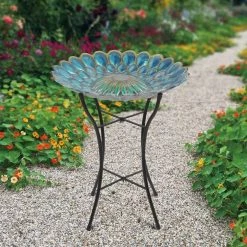 18 in. Glass Outdoor Fusion Solar Birdbath by Teamson Home -Cheap Bird & Wildlife Supplies Store teamson home bird bath fountains 3207000 31 1000