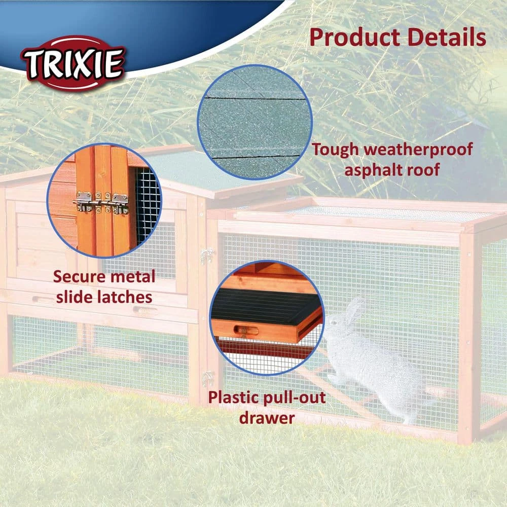 5.1 ft. x 1.7 ft. x 2.3 ft. Extra-Small Rabbit Enclosure with Outdoor Run Hutch by TRIXIE 2 5.1 ft. x 1.7 ft. x 2.3 ft. Extra-Small Rabbit Enclosure with Outdoor Run Hutch by TRIXIE - Image 2