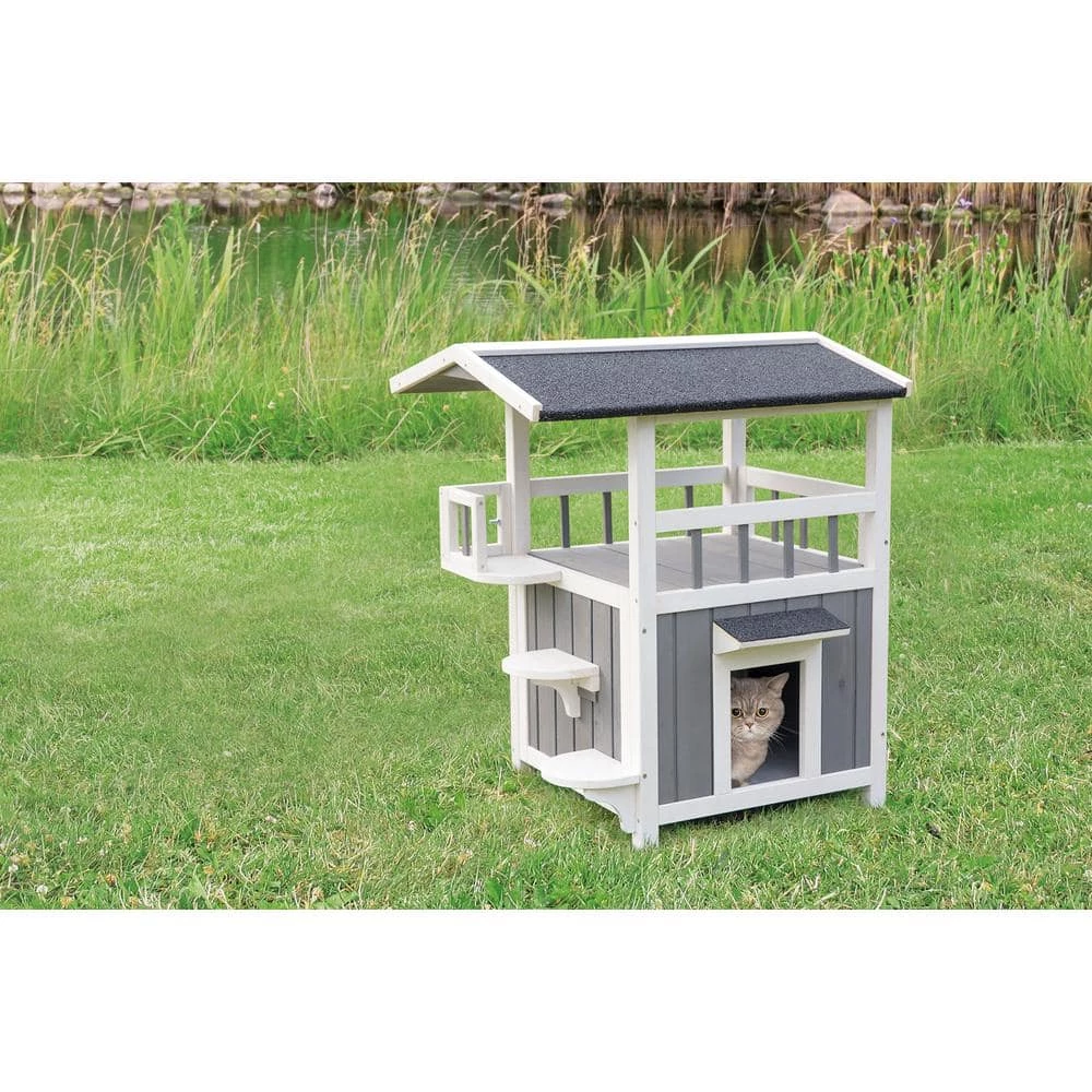 25 in. x 21.5 in. x 29.75 in. Pet Home with Shade in Gray/White by TRIXIE 2 25 in. x 21.5 in. x 29.75 in. Pet Home with Shade in Gray/White by TRIXIE - Image 2