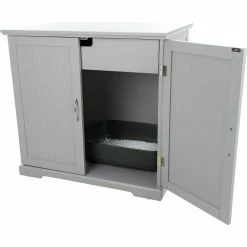 XL Wooden Litter Box Enclosure with Drawer, Gray by TRIXIE -Cheap Bird & Wildlife Supplies Store trixie litter boxes houses 40237 1f 1000