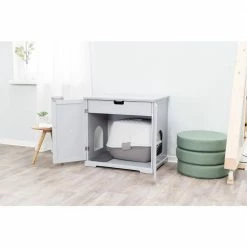 XL Wooden Litter Box Enclosure with Drawer, Gray by TRIXIE -Cheap Bird & Wildlife Supplies Store trixie litter boxes houses 40237 31 1000