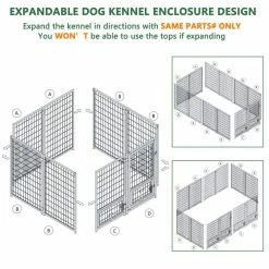 4.5 ft. x 4.5 ft. Outdoor Dog Kennel Fence with Rotating Feeding Door and Cover, Coverage Area 0.0005-Acre by VEIKOUS -Cheap Bird & Wildlife Supplies Store veikous dog kennels ps0101 01 1f 1000