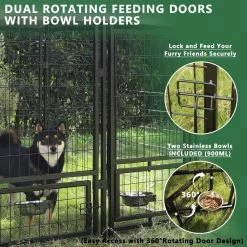 4.5 ft. x 4.5 ft. Outdoor Dog Kennel Fence with Rotating Feeding Door and Cover, Coverage Area 0.0005-Acre by VEIKOUS -Cheap Bird & Wildlife Supplies Store veikous dog kennels ps0101 01 40 1000
