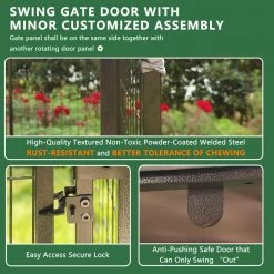 4.5 ft. x 4.5 ft. Outdoor Dog Kennel Fence with Rotating Feeding Door and Cover, Coverage Area 0.0005-Acre by VEIKOUS -Cheap Bird & Wildlife Supplies Store veikous dog kennels ps0101 01 77 1000