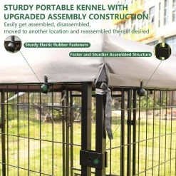 4.5 ft. x 4.5 ft. Outdoor Dog Kennel Fence with Rotating Feeding Door and Cover, Coverage Area 0.0005-Acre by VEIKOUS -Cheap Bird & Wildlife Supplies Store veikous dog kennels ps0101 01 c3 1000