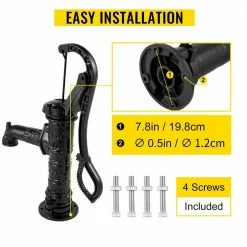 Hand Water Pump 15.7 in. x 9.4 in. x 53.1 in. Retro Style Heavy Duty Cast Iron Pitcher Pump and 26 in. Pump Stand, Black by VEVOR -Cheap Bird & Wildlife Supplies Store vevor accessories yghsfb1go21cewxj3v0 44 1000