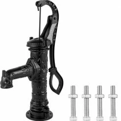 Hand Water Pump 15.7 in. x 9.4 in. x 53.1 in. Retro Style Heavy Duty Cast Iron Pitcher Pump and 26 in. Pump Stand, Black by VEVOR