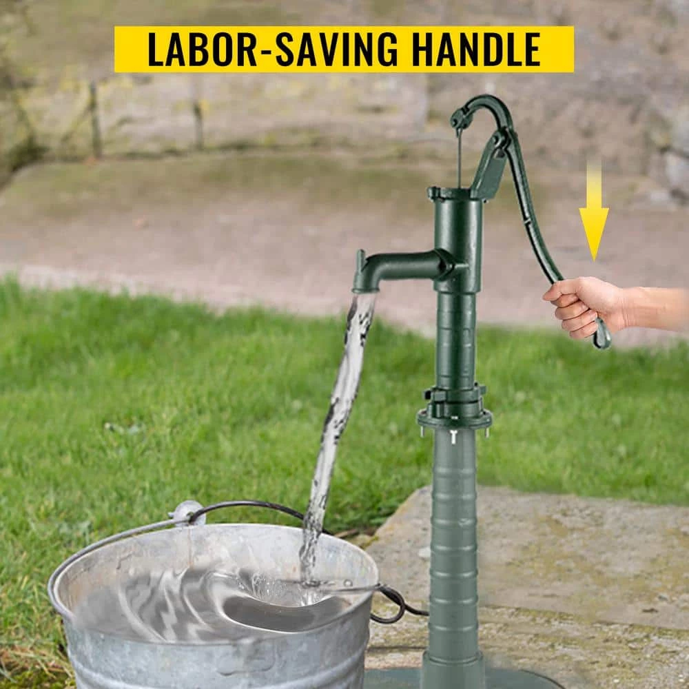 Hand Water Pump 15.7 in. x 9.4 in. x 51.6 in. Cast Iron Pitcher Pump 26 in. Pump Stand For Yard Ponds Garden, Green by VEVOR 6 Hand Water Pump 15.7 in. x 9.4 in. x 51.6 in. Cast Iron Pitcher Pump 26 in. Pump Stand For Yard Ponds Garden, Green by VEVOR - Image 6