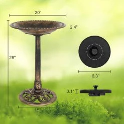 28 in. Antique Copper Bird Bath with Solar Fountain Resin Pedestal Birdbaths Vintage Garden Decor by VINGLI -Cheap Bird & Wildlife Supplies Store vingli bird bath fountains hdg26001752 1f 1000