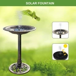 28 in. Antique Copper Bird Bath with Solar Fountain Resin Pedestal Birdbaths Vintage Garden Decor by VINGLI -Cheap Bird & Wildlife Supplies Store vingli bird bath fountains hdg26001752 44 1000