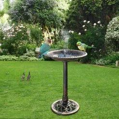 28 in. Antique Copper Bird Bath with Solar Fountain Resin Pedestal Birdbaths Vintage Garden Decor by VINGLI -Cheap Bird & Wildlife Supplies Store vingli bird bath fountains hdg26001752 c3 1000