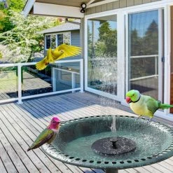 28 in. Antique Green Bird Bath with Solar Fountain Resin Pedestal Birdbaths Vintage Garden Decor by VINGLI -Cheap Bird & Wildlife Supplies Store vingli bird bath fountains hdg26001753 4f 1000