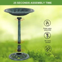 28 in. Antique Green Bird Bath with Solar Fountain Resin Pedestal Birdbaths Vintage Garden Decor by VINGLI -Cheap Bird & Wildlife Supplies Store vingli bird bath fountains hdg26001753 fa 1000