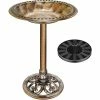 Antique Polyresin Copper Garden BirdBath with Solar Powered Pond Fountain by VIVOHOME