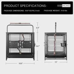 19 Inch Wrought Iron Bird Travel Carrier Cage for Parrots Conures Lovebird Cockatiel Parakeets by VIVOHOME -Cheap Bird & Wildlife Supplies Store vivohome bird cages carriers x0028whd7r 44 1000