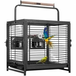19 Inch Wrought Iron Bird Travel Carrier Cage for Parrots Conures Lovebird Cockatiel Parakeets by VIVOHOME