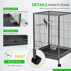 30 in. H Wrought Iron Bird Cage with Rolling Stand for Parrots Conure Lovebird Cockatiel by VIVOHOME -Cheap Bird & Wildlife Supplies Store vivohome bird cages carriers x002fp6ac1 1f 1000