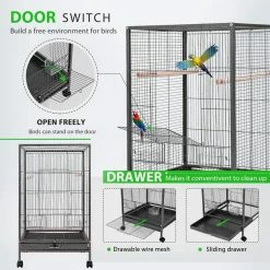 30 in. H Wrought Iron Bird Cage with Rolling Stand for Parrots Conure Lovebird Cockatiel by VIVOHOME -Cheap Bird & Wildlife Supplies Store vivohome bird cages carriers x002fp6ac1 4f 1000
