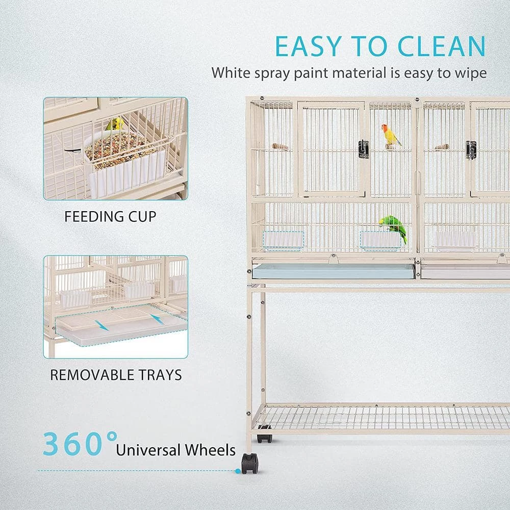 41.5 in. Medium Stackable Divided Breeding Iron Bird Cage with Rolling Stand by VIVOHOME 4 41.5 in. Medium Stackable Divided Breeding Iron Bird Cage with Rolling Stand by VIVOHOME - Image 4