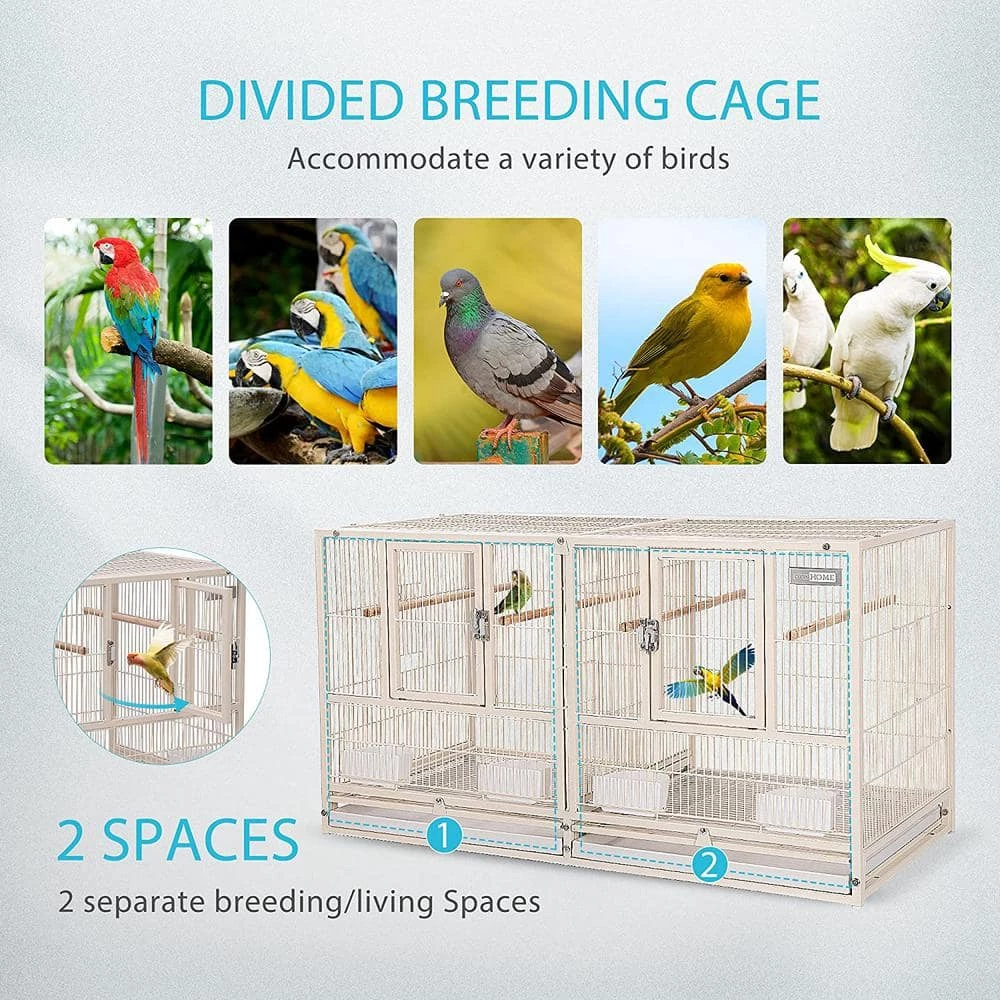 41.5 in. Medium Stackable Divided Breeding Iron Bird Cage with Rolling Stand by VIVOHOME 5 41.5 in. Medium Stackable Divided Breeding Iron Bird Cage with Rolling Stand by VIVOHOME - Image 5