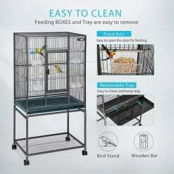 54 Inch Wrought Iron Large Bird Flight Cage with Rolling Stand by VIVOHOME 8 54 Inch Wrought Iron Large Bird Flight Cage with Rolling Stand by VIVOHOME -Cheap Bird & Wildlife Supplies Store vivohome bird cages carriers x002px1bxl 4f 1000