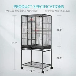 54 Inch Wrought Iron Large Bird Flight Cage with Rolling Stand by VIVOHOME 11 54 Inch Wrought Iron Large Bird Flight Cage with Rolling Stand by VIVOHOME -Cheap Bird & Wildlife Supplies Store vivohome bird cages carriers x002px1bxl fa 1000