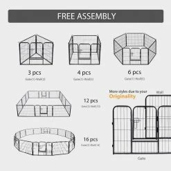 Foldable Metal Wireless Indoor Outdoor Pet Fence Playpen Kit (16-Pieces) by VIVOHOME -Cheap Bird & Wildlife Supplies Store vivohome dog pens gates x00241h5m5 44 1000