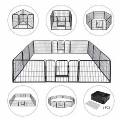 Foldable Metal Wireless Indoor Outdoor Pet Fence Playpen Kit (16-Pieces) by VIVOHOME