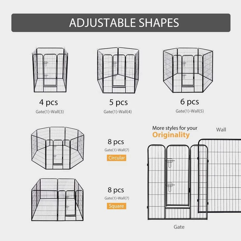 Metal Foldable Wireless Pet Fence Playpen for Dogs (8-Pieces) by VIVOHOME 4 Metal Foldable Wireless Pet Fence Playpen for Dogs (8-Pieces) by VIVOHOME - Image 4