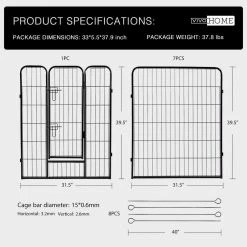 Metal Foldable Wireless Pet Fence Playpen for Dogs (8-Pieces) by VIVOHOME 11 Metal Foldable Wireless Pet Fence Playpen for Dogs (8-Pieces) by VIVOHOME -Cheap Bird & Wildlife Supplies Store vivohome dog pens gates x0029ndhbv 44 1000