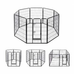Metal Foldable Wireless Pet Fence Playpen for Dogs (8-Pieces) by VIVOHOME