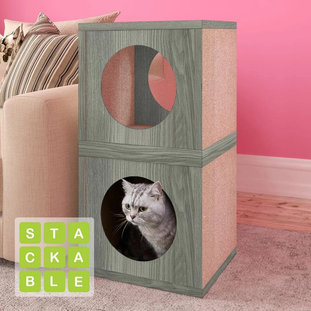 Eco zBoard Grey Stackable Cat Scratcher Cube by Way Basics 4 Eco zBoard Grey Stackable Cat Scratcher Cube by Way Basics - Image 4