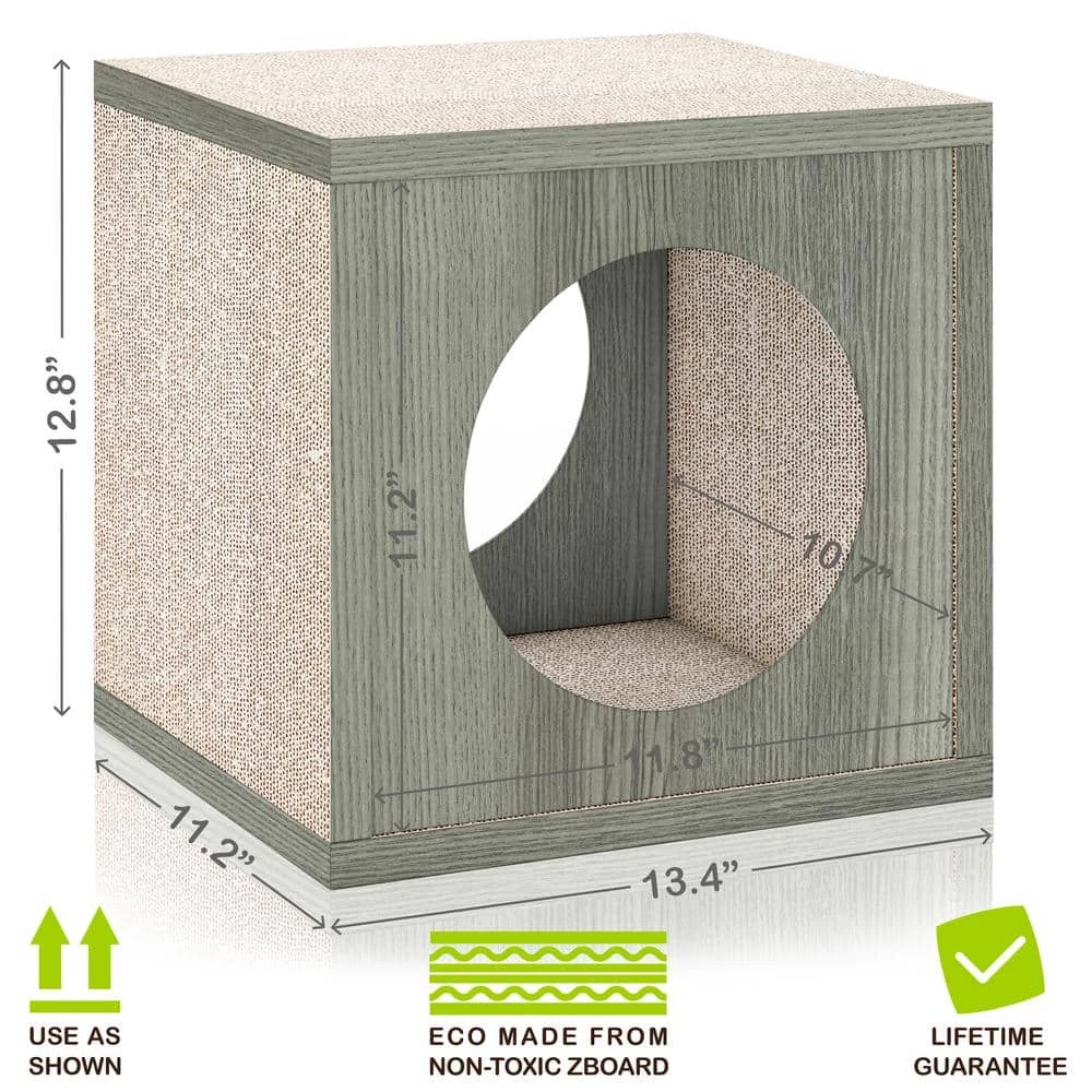 Eco zBoard Grey Stackable Cat Scratcher Cube by Way Basics 3 Eco zBoard Grey Stackable Cat Scratcher Cube by Way Basics - Image 3