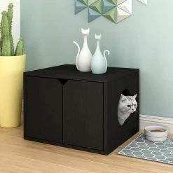 Black 23.2 in. W x 16.9 in. H zBoard Paperboard Enclosed Cat Litter Box Concealment with Side Hole by Way Basics 17 Black 23.2 in. W x 16.9 in. H zBoard Paperboard Enclosed Cat Litter Box Concealment with Side Hole by Way Basics -Cheap Bird & Wildlife Supplies Store way basics litter boxes houses pet lit bk 31 1000