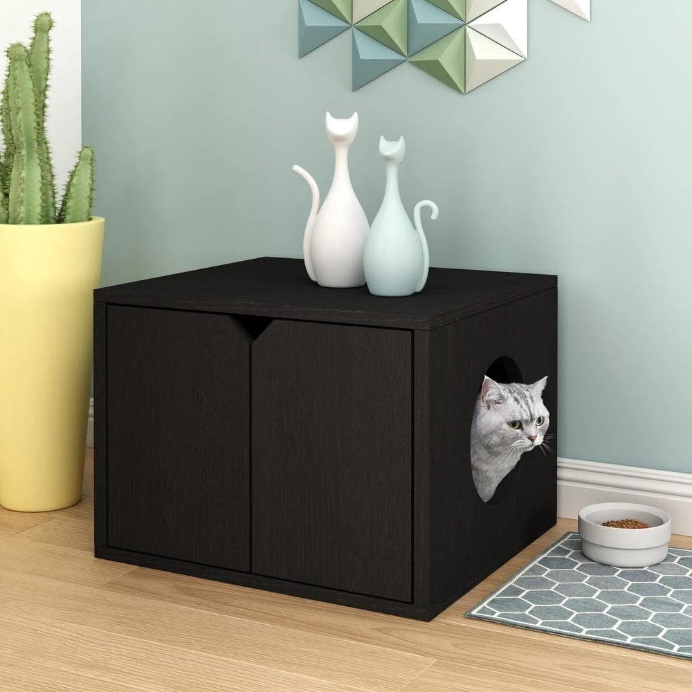Black 23.2 in. W x 16.9 in. H zBoard Paperboard Enclosed Cat Litter Box Concealment with Side Hole by Way Basics 9 Black 23.2 in. W x 16.9 in. H zBoard Paperboard Enclosed Cat Litter Box Concealment with Side Hole by Way Basics - Image 9