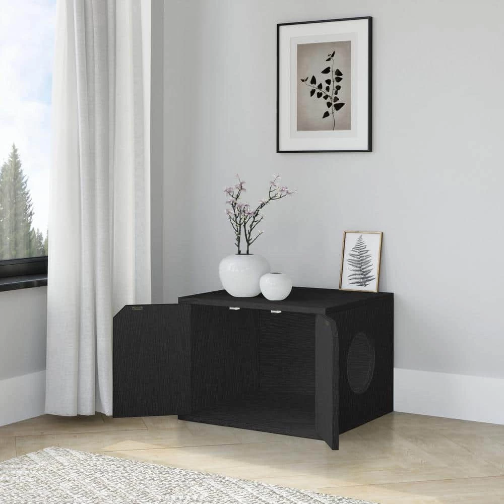 Black 23.2 in. W x 16.9 in. H zBoard Paperboard Enclosed Cat Litter Box Concealment with Side Hole by Way Basics 2 Black 23.2 in. W x 16.9 in. H zBoard Paperboard Enclosed Cat Litter Box Concealment with Side Hole by Way Basics - Image 2