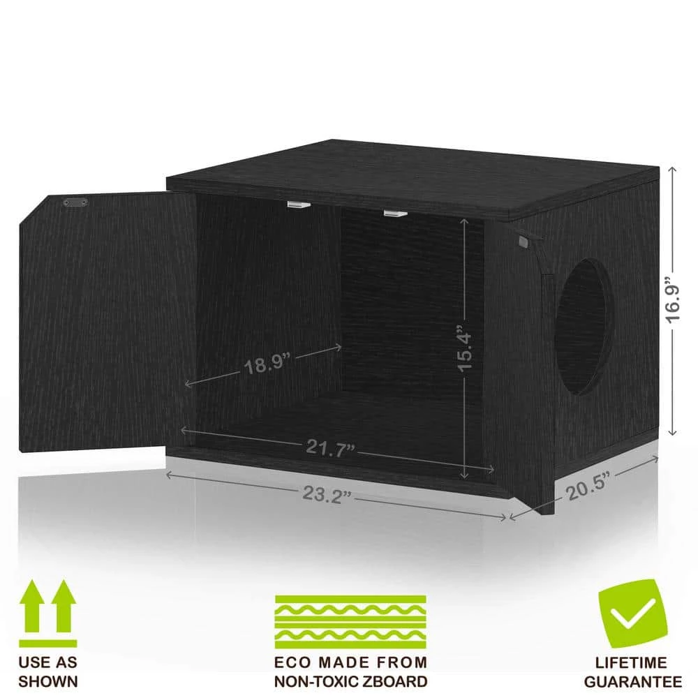 Black 23.2 in. W x 16.9 in. H zBoard Paperboard Enclosed Cat Litter Box Concealment with Side Hole by Way Basics 3 Black 23.2 in. W x 16.9 in. H zBoard Paperboard Enclosed Cat Litter Box Concealment with Side Hole by Way Basics - Image 3