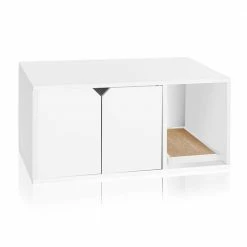 Eco zBoard White Modern Cat Litter Box Enclosure Furniture by Way Basics