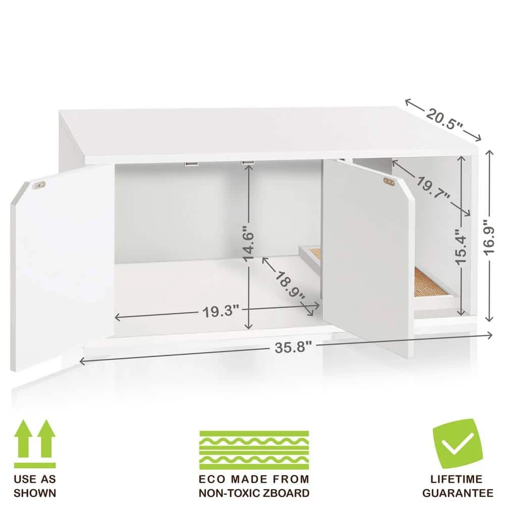 Eco zBoard White Modern Cat Litter Box Enclosure Furniture by Way Basics 2 Eco zBoard White Modern Cat Litter Box Enclosure Furniture by Way Basics - Image 2
