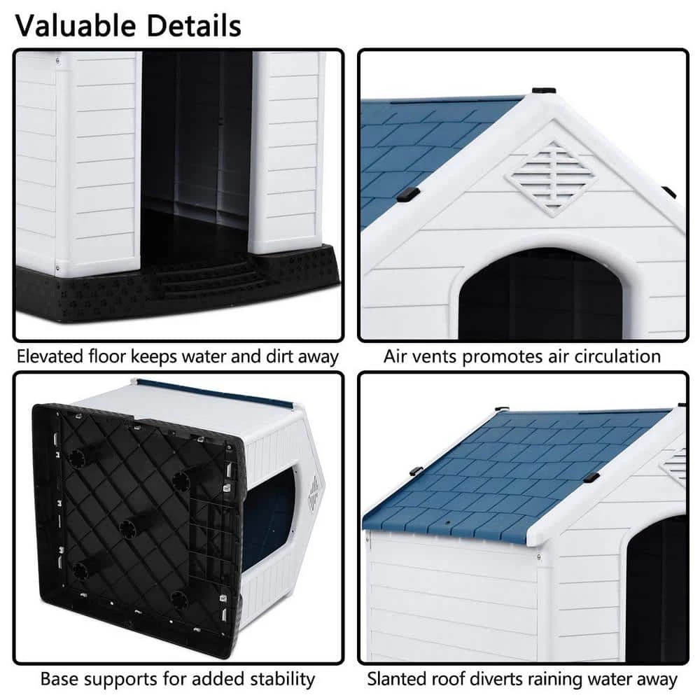 30.5 in. W x 33.5 in. D x 33 in. H Indoor Outdoor Plastic Waterproof Ventilate Pet Dog House - Medium by WELLFOR 5 30.5 in. W x 33.5 in. D x 33 in. H Indoor Outdoor Plastic Waterproof Ventilate Pet Dog House - Medium by WELLFOR - Image 5