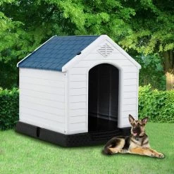 30.5 in. W x 33.5 in. D x 33 in. H Indoor Outdoor Plastic Waterproof Ventilate Pet Dog House - Medium by WELLFOR 17 30.5 in. W x 33.5 in. D x 33 in. H Indoor Outdoor Plastic Waterproof Ventilate Pet Dog House - Medium by WELLFOR -Cheap Bird & Wildlife Supplies Store white and blue dog houses ps hwy 7065 m 31 1000